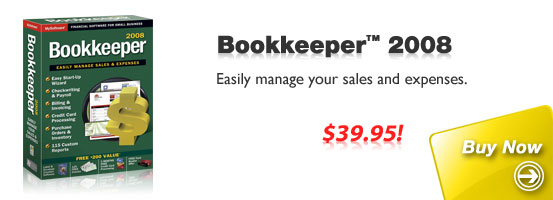 Buy Bookkeeper 2008: Easily manage your sales and expenses.