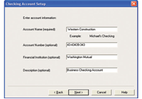 Create Checkbook Screen