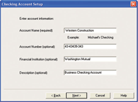 Checksoft Premier Account Setup Screen Shot